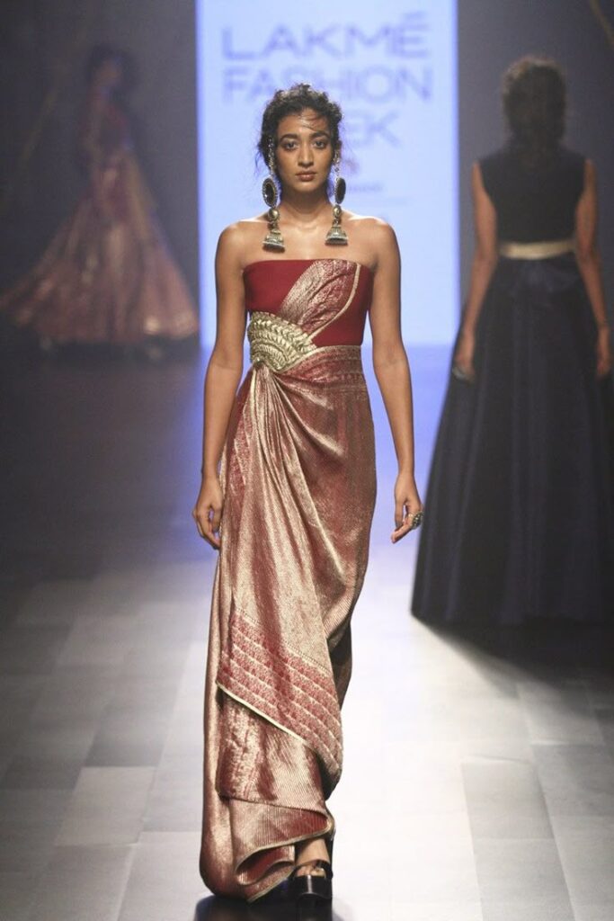 sari over skirt