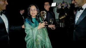 Boong BAFTA director Lakshmipriya Devi with the award