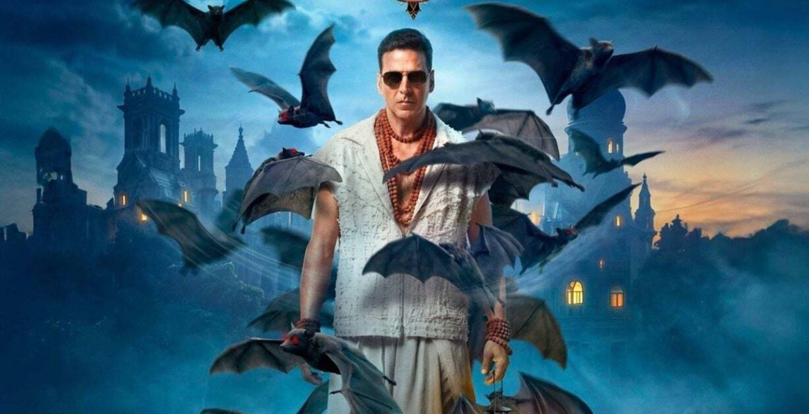 Bhooth Bangla poster with Akshay Kumar in the haunted palace