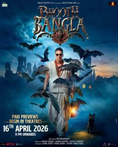 Bhooth Bangla poster with Akshay Kumar in the haunted palace