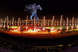 Meydan Racecourse at night during Dubai World Cup 2026