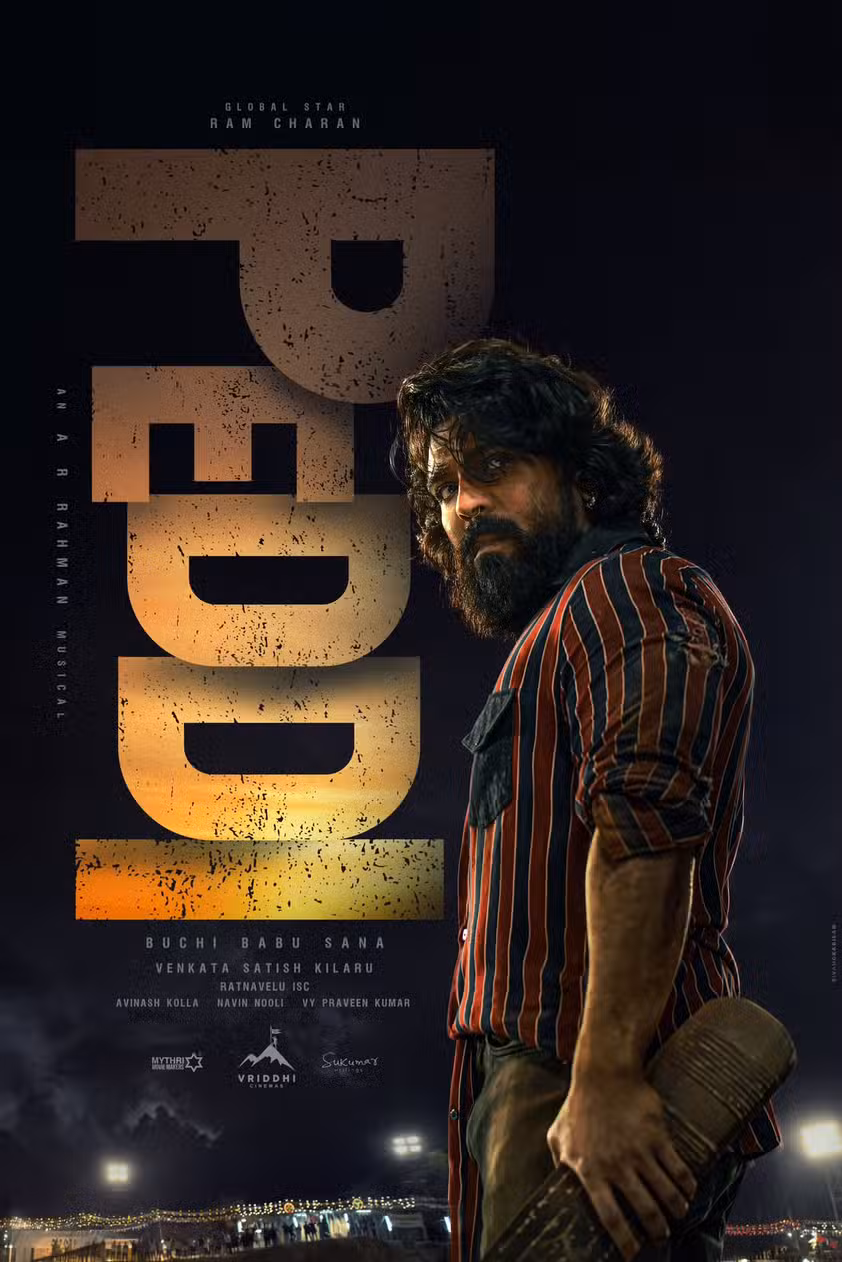 Peddi movie poster with Ram Charan as Peddi